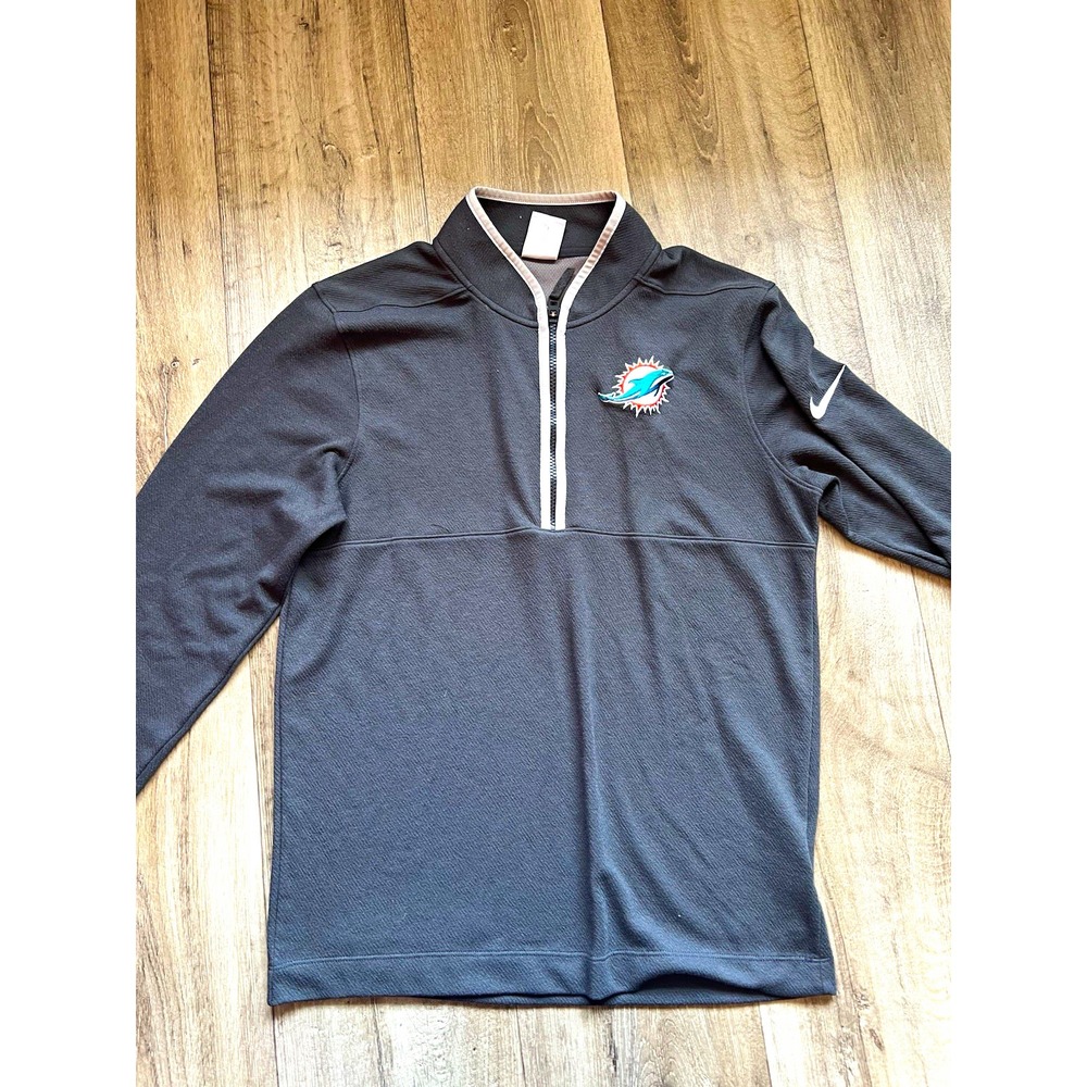 Nike Miami Dolphins 1/4 Zip Pullover Mens Small Gray Dri-Fit NFL On Field Jacket